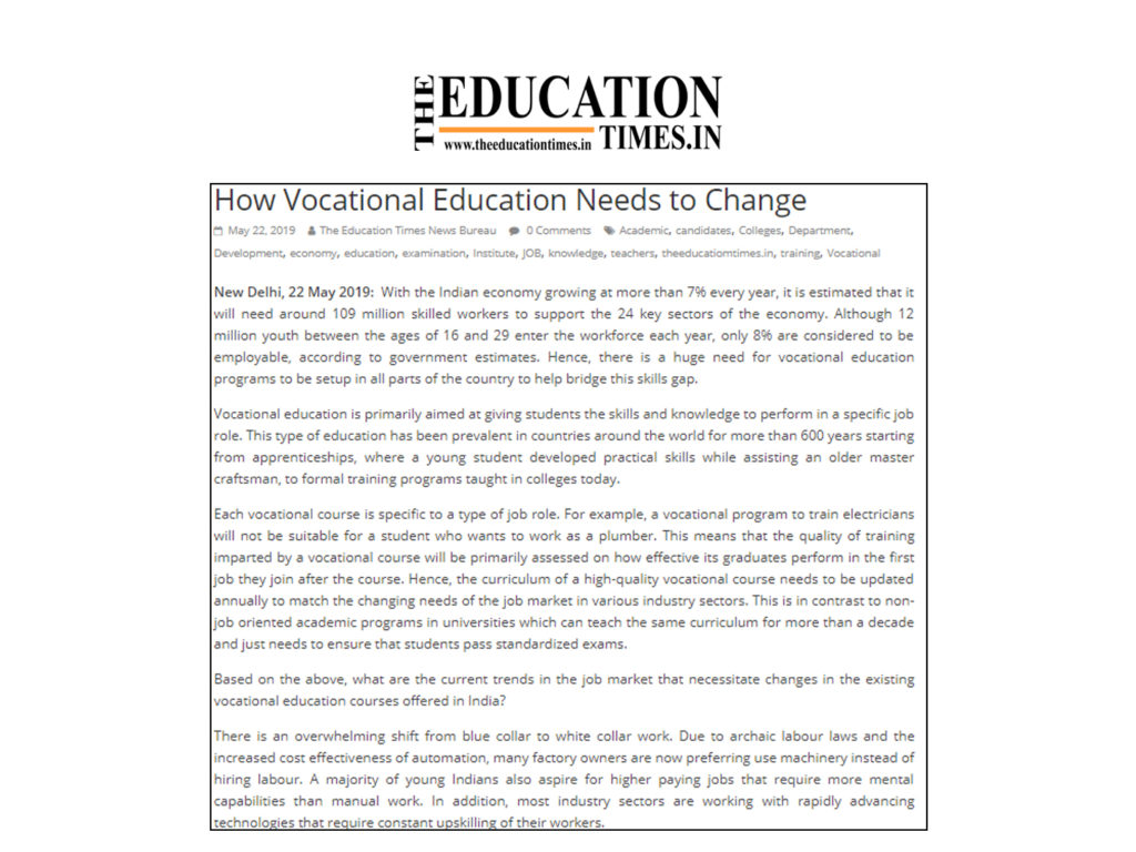 How Vocational Education neeed to change?