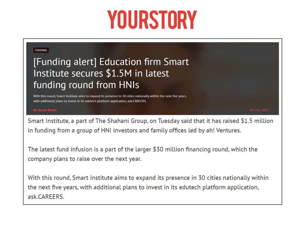 Education firm Smart Institute secures $1.5M in latest funding round from HNIs