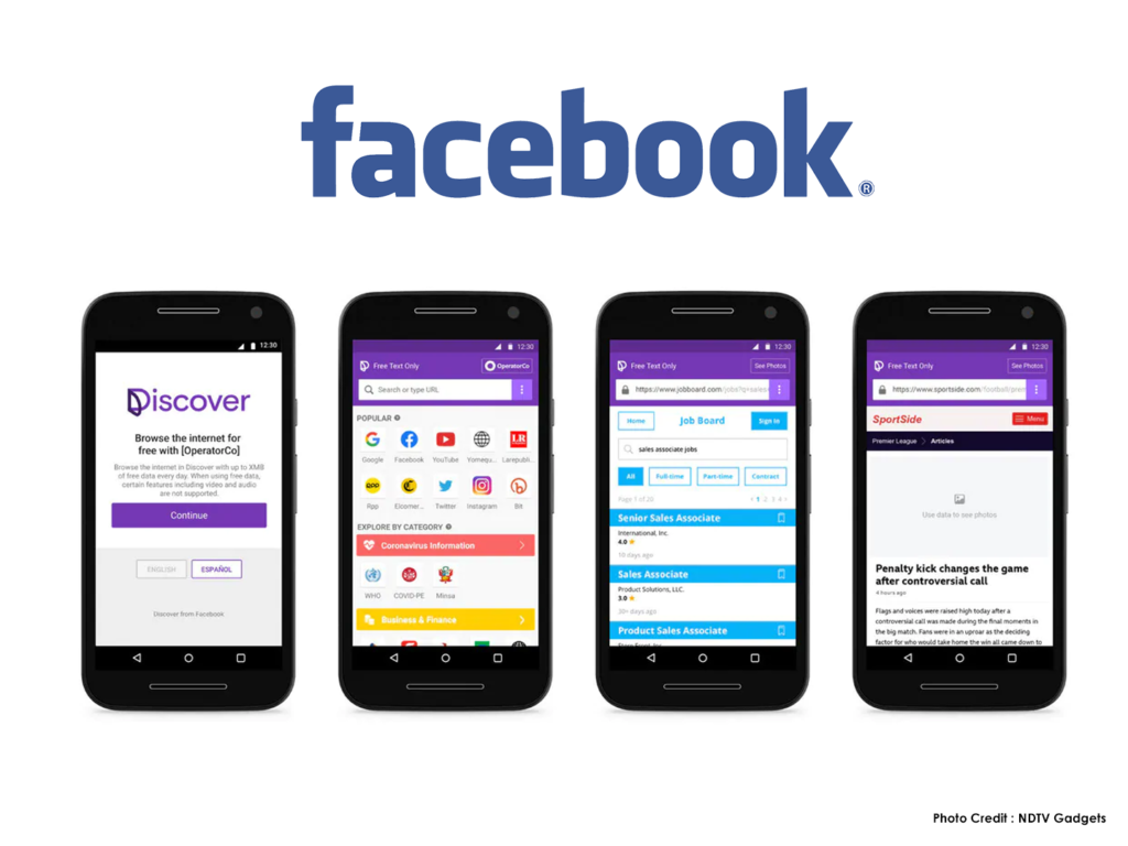 Facebook released Discover app to take on its free basics