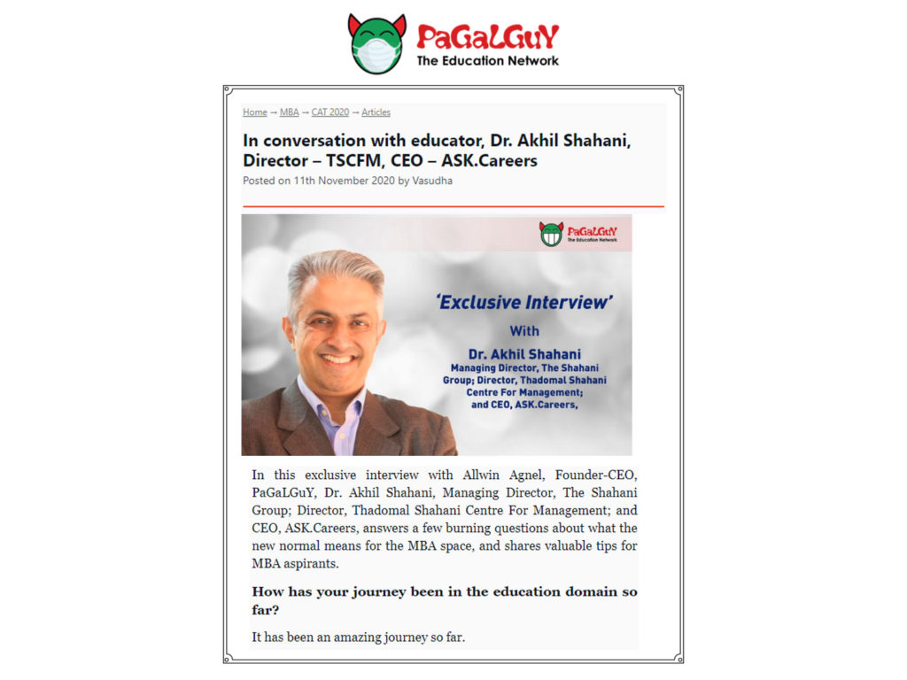 In conversation with educator, Dr. Akhil Shahani about what the new normal means for the MBA space