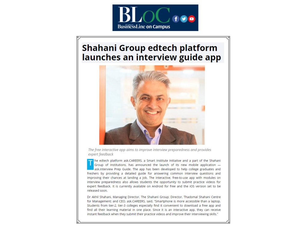 The Shahani Group’s edtech platform launches an Interview guide app