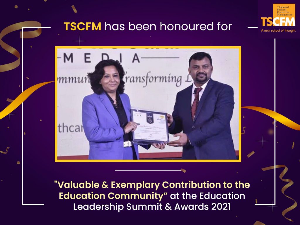 Thadomal Shahani Centre for Management awarded for exemplary contribution to the education community