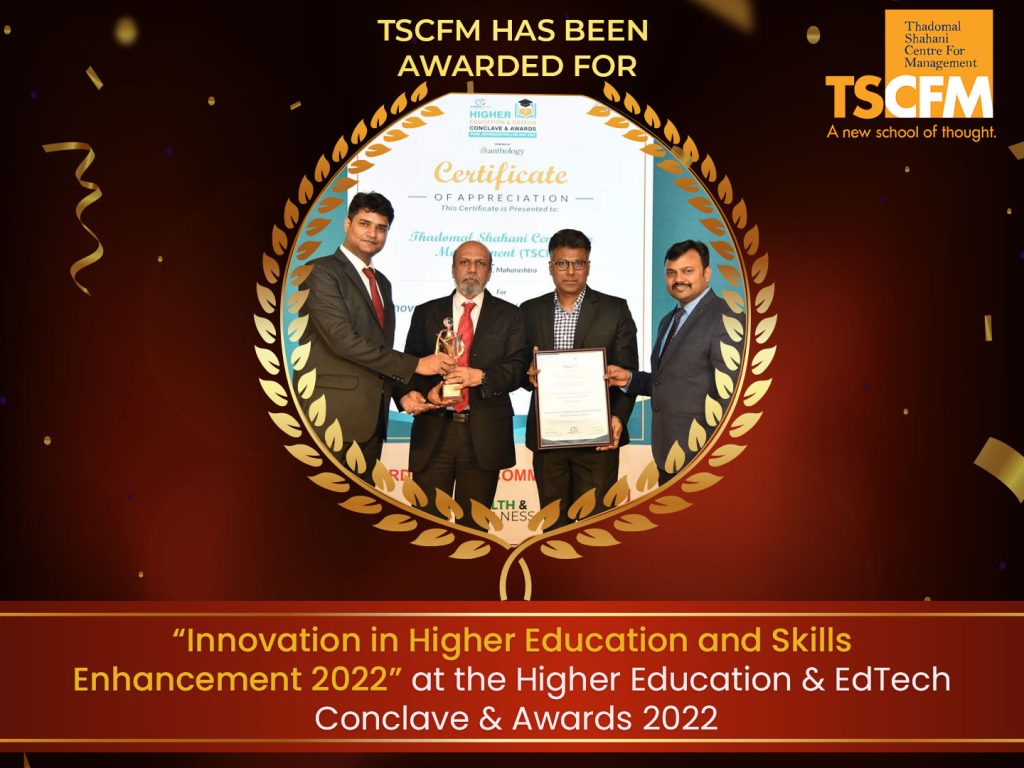 Thadomal Shahani Centre for Management awarded for Innovation in Higher Education and Skills Enhancement 2022