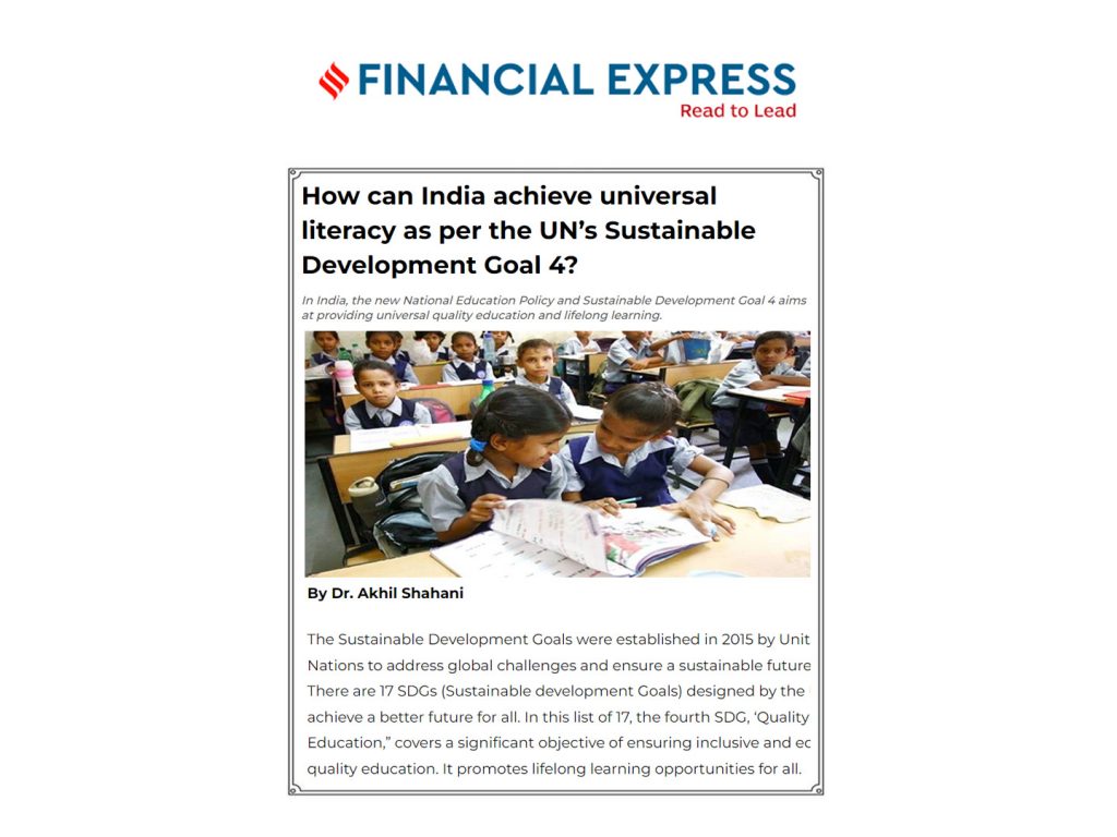 How can India achieve universal literacy as per the UN’s Sustainable Development Goal 4?
